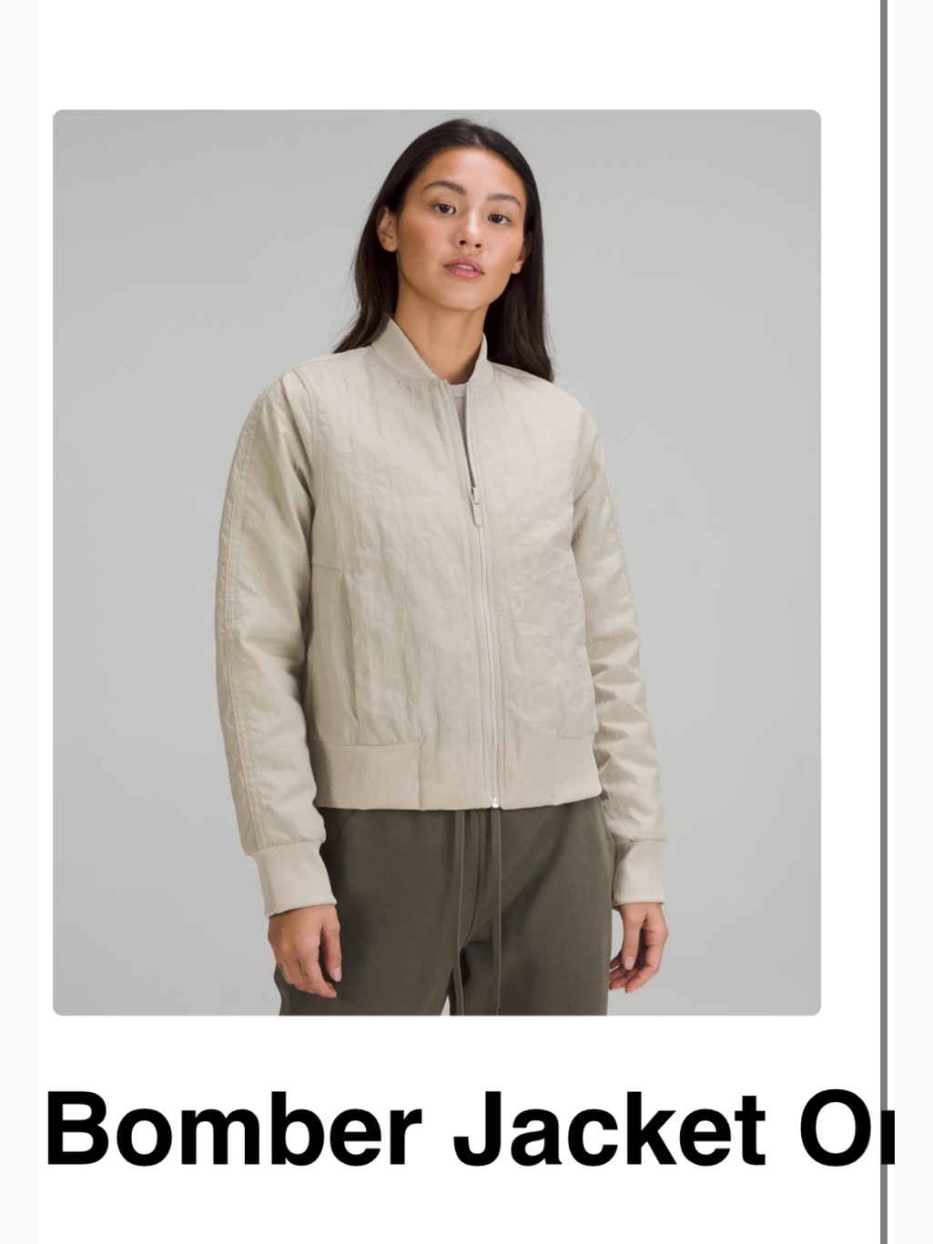 Lululemon Nonstop Bomber Jacket - Raw Linen Color